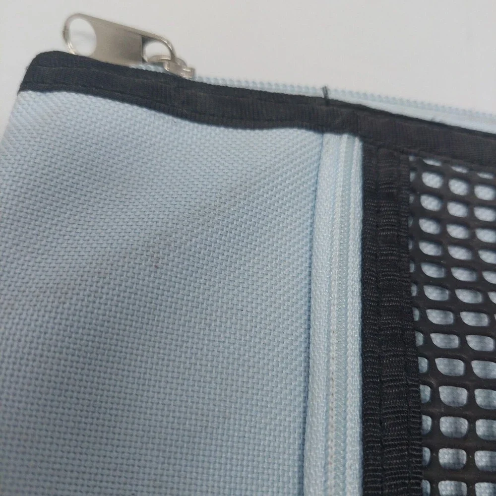 School Supplies Zippered Pouch Pencil Holder For 3 Ring Binder Blue Black